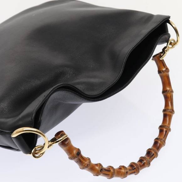 GUCCI Bamboo Hand Bag Leather 2way Brown Gold 001 1998 1638 Auth ep5228 - Picture 6 of 16
